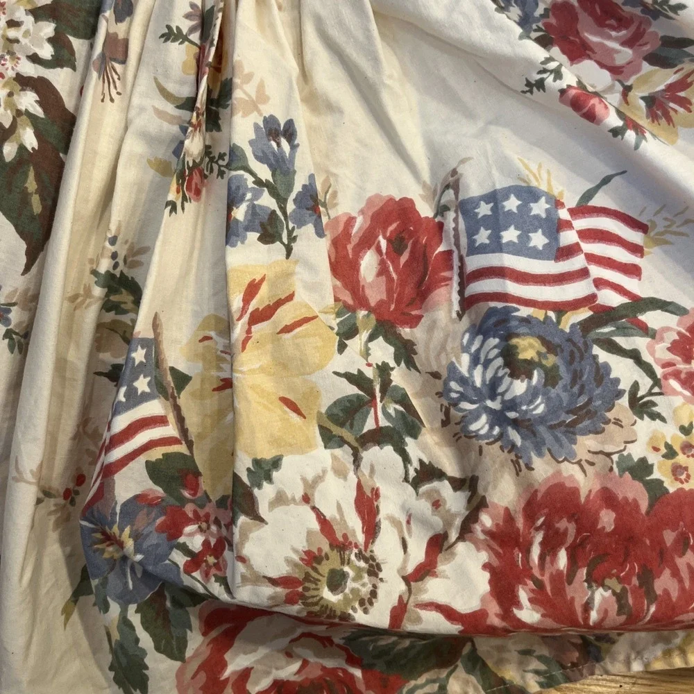 Vintage Ralph Lauren Dylan's Grove Twin Bed Skirt Floral Flags Dust Ruffle